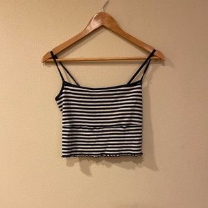 John Galt Blue and White Crop Top